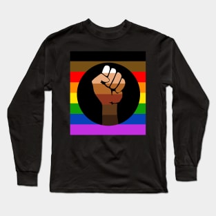 QPOC Pride Flag - Black Fist Long Sleeve T-Shirt